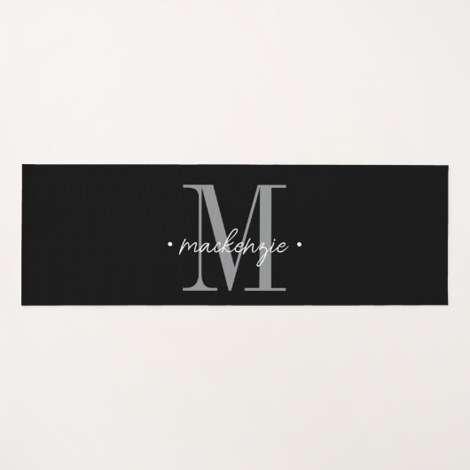 Modern Monogram Minimal Black White Yogamat (Voorkant (horizontaal))