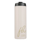 Modern Monogram Minimal Script Blush Gold-Initiale Thermosbeker (Voorkant)