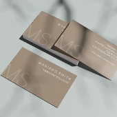 Modern Monogram Minimalist Beige Professional Visitekaartje