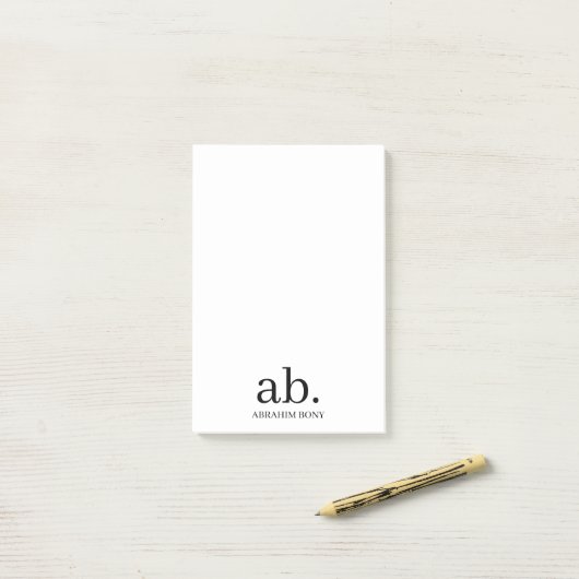 Modern Monogram Minimalist Stylish Design Post-it® Notes (Op bureau)