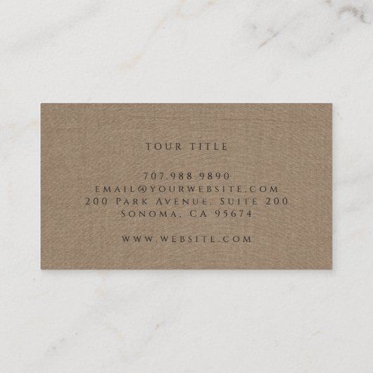Modern Monogram Minimalistisch Bruin Linnen Effect Visitekaartje (Achterkant)