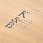 Modern Monogram minimalistisch huwelijk Acryl Uitnodigingen (Laagn)