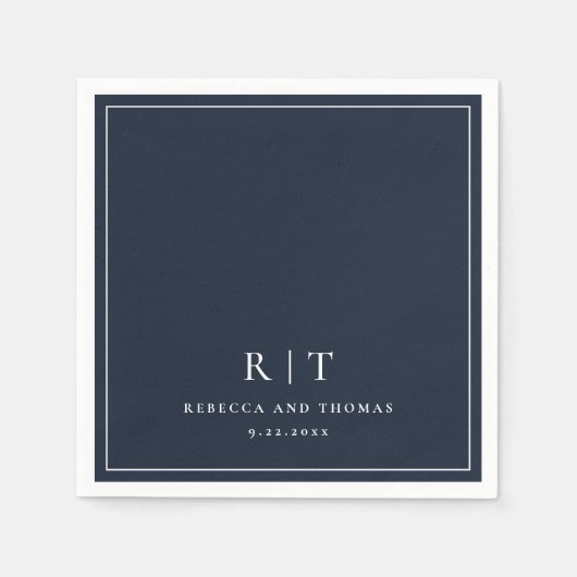 Modern Monogram minimalistisch huwelijk Servet (Voorkant)