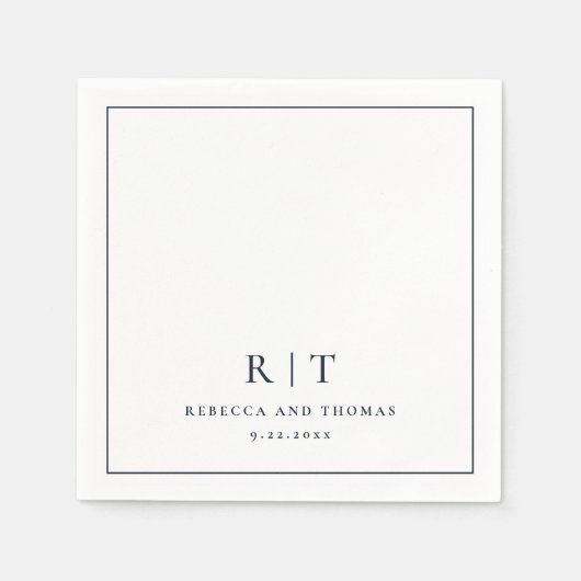 Modern Monogram minimalistisch huwelijk Servet (Voorkant)