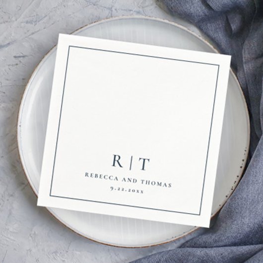Modern Monogram minimalistisch huwelijk Servet