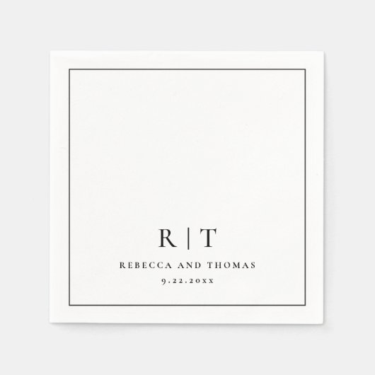 Modern Monogram minimalistisch huwelijk Servet (Voorkant)