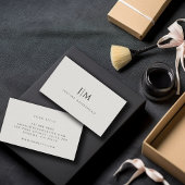 Modern Monogram Minimalistisch lichtgrijs linnen e Visitekaartje