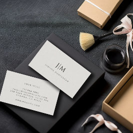 Modern Monogram Minimalistisch lichtgrijs linnen e Visitekaartje