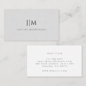 Modern Monogram minimalistisch linnen effect Visitekaartje (Voorkant / Achterkant)