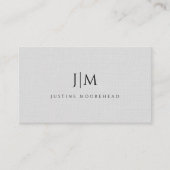 Modern Monogram minimalistisch linnen effect Visitekaartje (Voorkant)