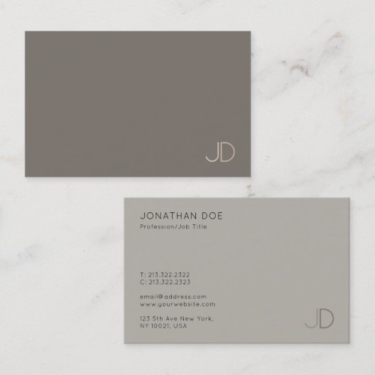 Modern Monogram Minimalistische Sjabloon Elegant T Visitekaartje (Voorkant / Achterkant)