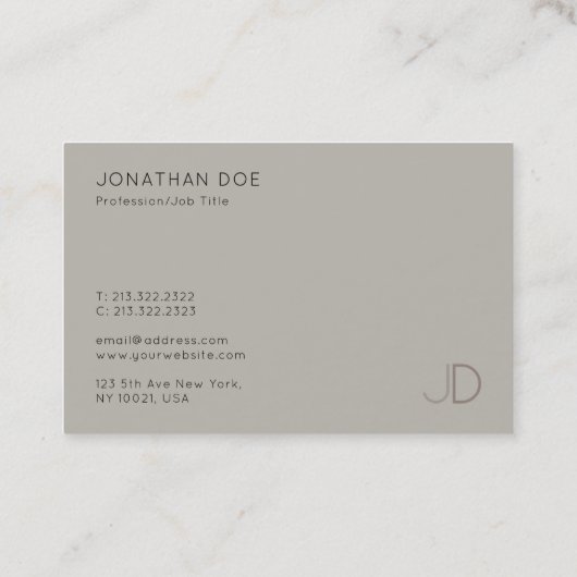 Modern Monogram Minimalistische Sjabloon Elegant T Visitekaartje (Achterkant)