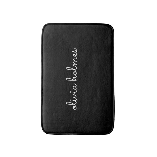 Modern monogram | Moderne zwarte tekst naam badkle Badmat (Voorkant Verticaal)