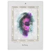 Modern Monogram Modieus Meisje Zwart en grijs Klembord (Achterkant)