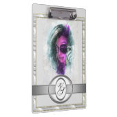 Modern Monogram Modieus Meisje Zwart en grijs Klembord (Rechts)