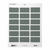 Modern Monogram Moss Dark Sage Wedding Etiket (Full Sheet)