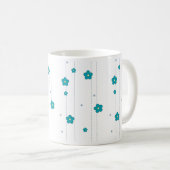 Modern Monogram Naam Blue Flower Design Coffee Mok (Voorkant rechts)