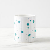 Modern Monogram Naam Blue Flower Design Coffee Mok (Center)