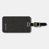 Modern Monogram | Naam elegant zwart leder Bagagelabel (Voorkant horizontaal)