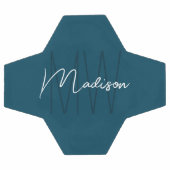 Modern Monogram Naam Script Blauw Voetbal (Enkel)