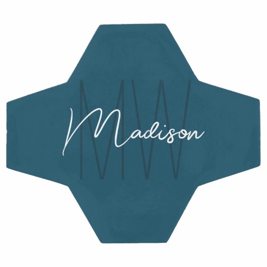 Modern Monogram Naam Script Blauw Voetbal (Enkel)