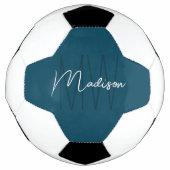 Modern Monogram Naam Script Blauw Voetbal (Voorkant)
