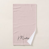 Modern Monogram Naam Script Blush Pink Bad Handdoek (Handdoek)