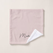 Modern Monogram Naam Script Blush Pink Bad Handdoek (Wasdoekje)