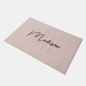 Modern Monogram Naam Script Blush Pink Deurmat (Schuin)