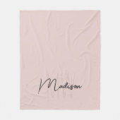 Modern Monogram Naam Script Blush Pink Fleece Deken (Voorkant)
