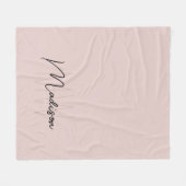 Modern Monogram Naam Script Blush Pink Fleece Deken (Voorkant (Horizontaal))
