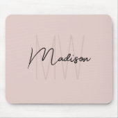 Modern Monogram Naam Script Blush Pink Muismat (Voorkant)