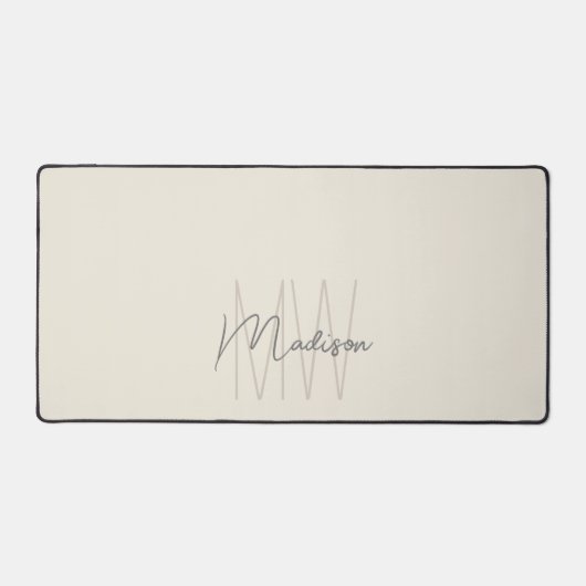 Modern Monogram Naam Script Cream Bureaumat (Voorkant)