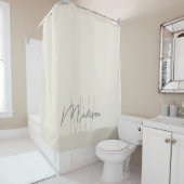 Modern Monogram Naam Script Cream Douchegordijn (In situ)
