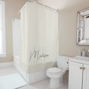 Modern Monogram Naam Script Cream Douchegordijn