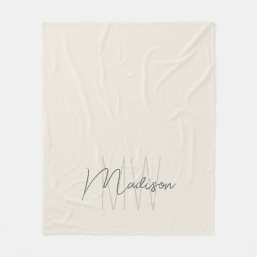 Modern Monogram Naam Script Cream Fleece Deken (Voorkant)