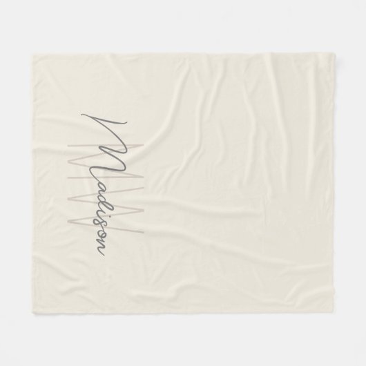 Modern Monogram Naam Script Cream Fleece Deken (Voorkant (Horizontaal))
