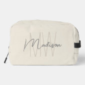 Modern Monogram Naam Script Cream Toilettasje (Achterkant)