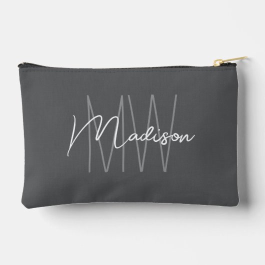 Modern Monogram Naam Script Grijs Etui (Achterkant)