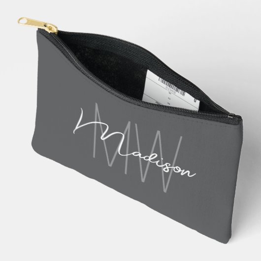 Modern Monogram Naam Script Grijs Etui (Open)