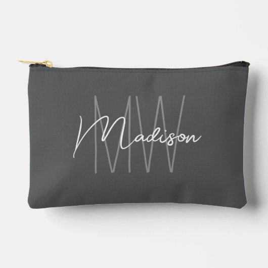 Modern Monogram Naam Script Grijs Etui (Voorkant)