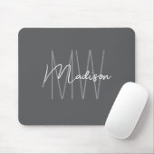 Modern Monogram Naam Script Grijs Muismat (Met muis)