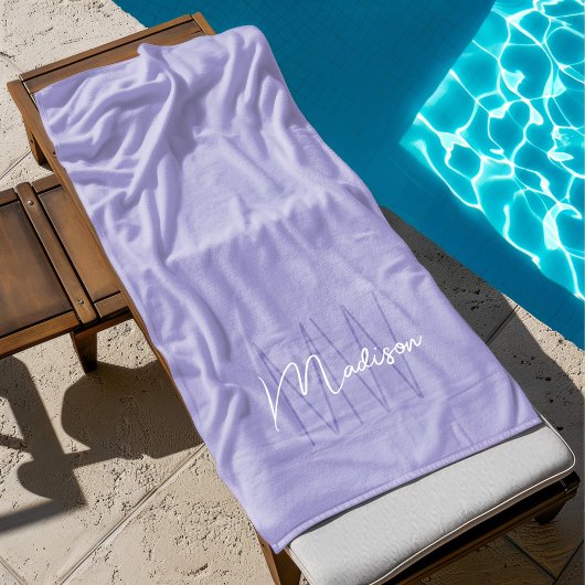 Modern Monogram Naam Script Paarse Strandlaken
