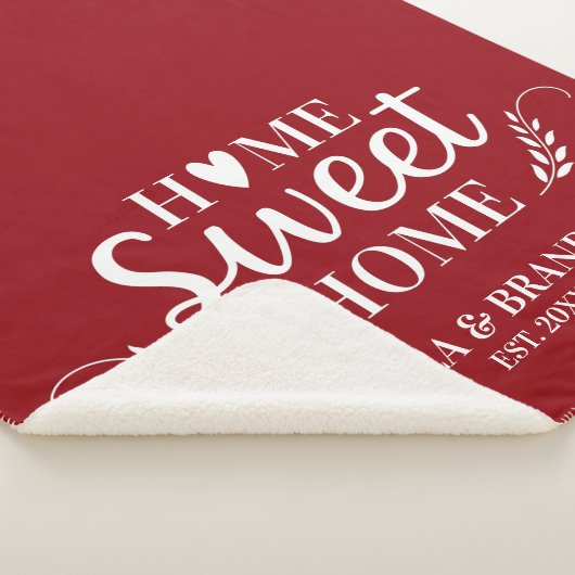 Modern Monogram Naam Script Red Sherpa Blanket Deken (3/4)