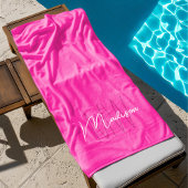 Modern Monogram Naam Script Roze Strandlaken