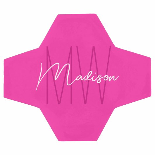 Modern Monogram Naam Script Roze Voetbal (Enkel)