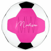 Modern Monogram Naam Script Roze Voetbal (Voorkant)
