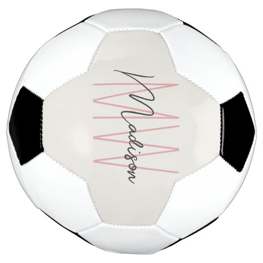 Modern Monogram Naam Script Tan Pink Voetbal (Gedraaid)