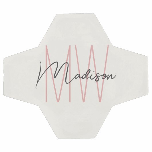 Modern Monogram Naam Script Tan Pink Voetbal (Enkel)