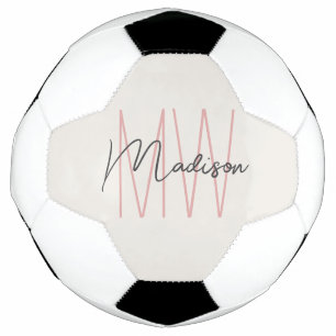 Modern Monogram Naam Script Tan Pink Voetbal